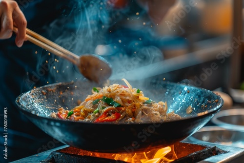 Asian restaurant cooking. Hot cuisine. Generate Ai