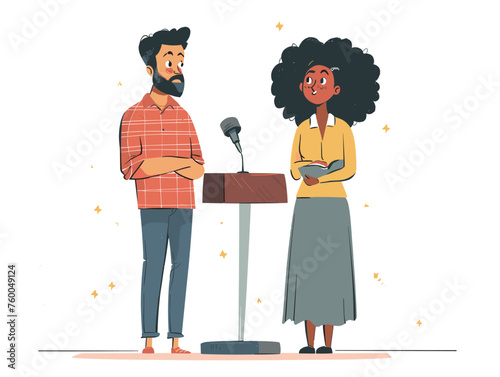  A sign language interpreter stands alongside a speaker ensuring everyone in the audience can access the information being presented. 