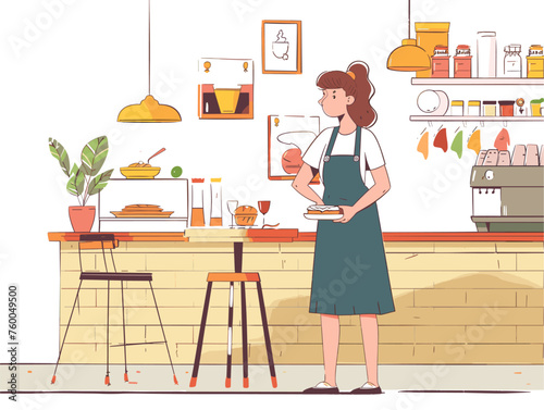  A waitress navigates a bustling restaurant floor balancing multiple orders and ensuring every customer's needs are met. 