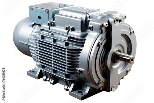 High-performance silver industrial electric motor.