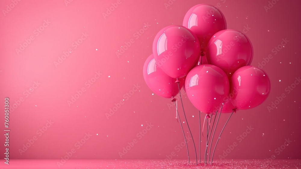 A Vibrant Display of Pink Balloons Amidst Sparkling Stars: A Magical Night