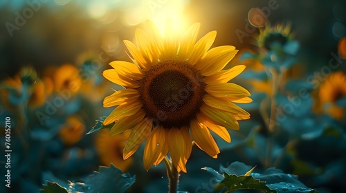 A Sunflower's Close-Up Amidst a Sunflower Field © KHF