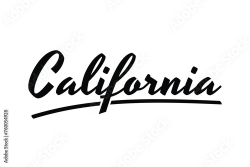 Vector illustration with calligraphic lettering California on white background. California text vector