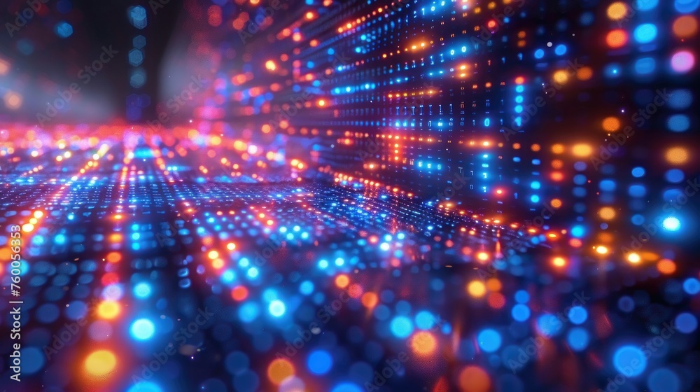 Futuristic data techno binary code neon glowing background. Digital artwork. Reflections and ceiling. Virtual matrix 3D background, representation for business Futuristic data techno binary code neon glowing background. Digital artwork. Reflections and ceiling. Virtual matrix 3D background, representation for business
