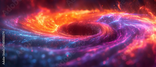 A fiery galactic maelstrom churns in space, a vivid portrayal of a star-swallowing black hole