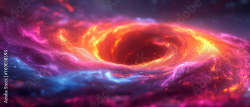 A fiery vortex of cosmic brilliance swirls into a hypnotic galaxy of vibrant interstellar hues