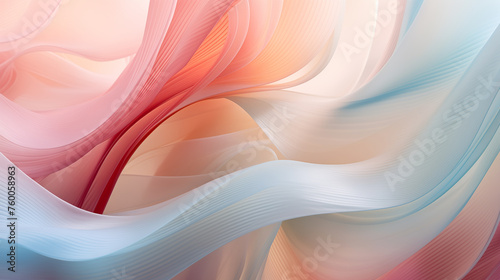 Flowing ribbons of pastel colors weave a dance of harmony and elegance in abstract form