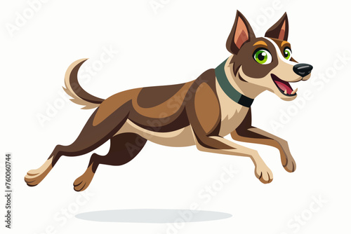 Hyper realistic jumping dog big eyes vector art illustration