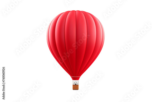 Side view of a red hot air balloon in sky.