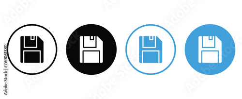 Set of Speicher icons circle line. Vector Illustration.