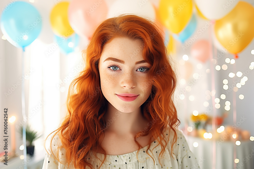Young pretty redhead girl in a birthday party Young pretty redhead girl in a birthday party