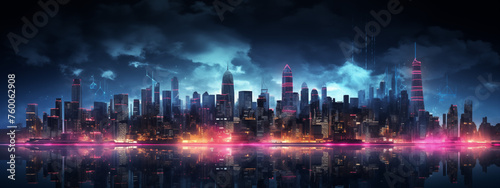 Cybernetic City at Twilight with Vibrant Pink Hues