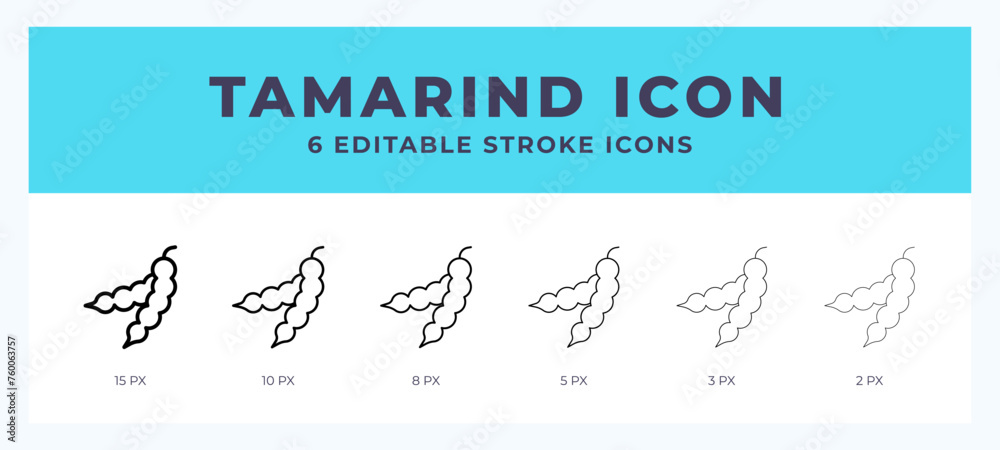 Fototapeta premium Tamarind icon illustration vector with editable stroke.