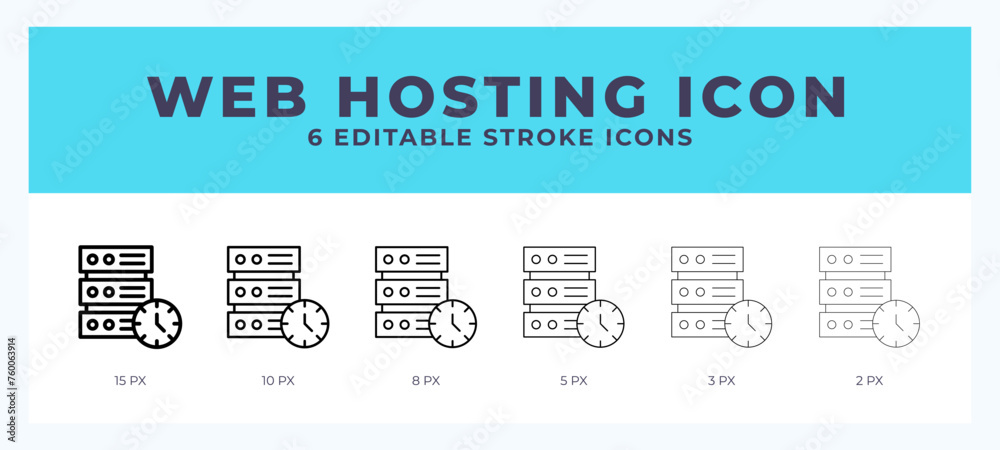 Web hosting icon with different stroke. Editable stroke. Vector illustration.