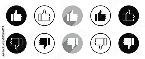 Set of like and dislike icon circle. Vector Illustration. photo