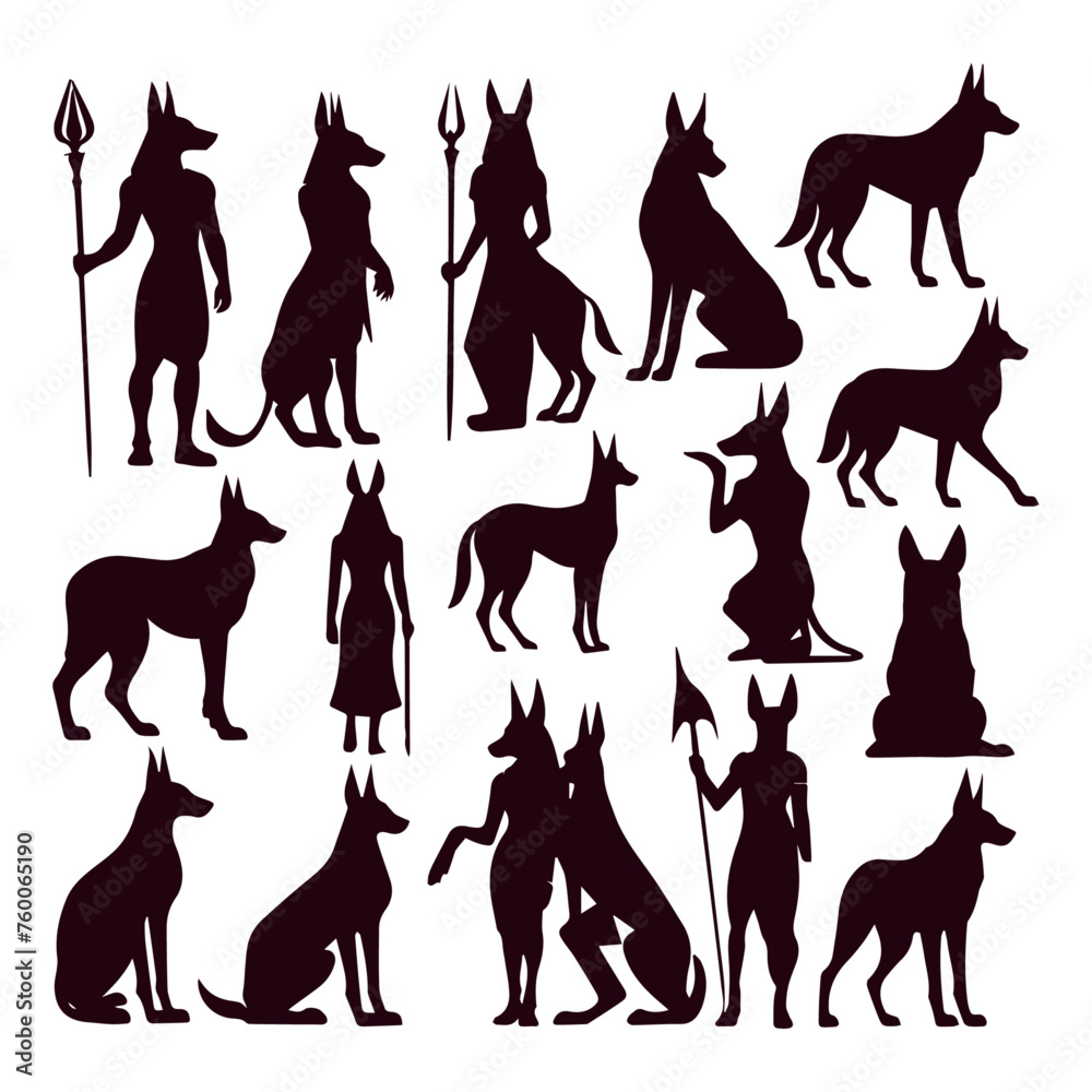 flat design anubis silhouette collection