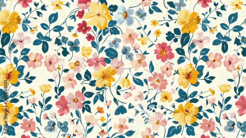 Seamless background with ditsy florals