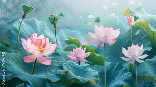A modern representation of lotus flowers