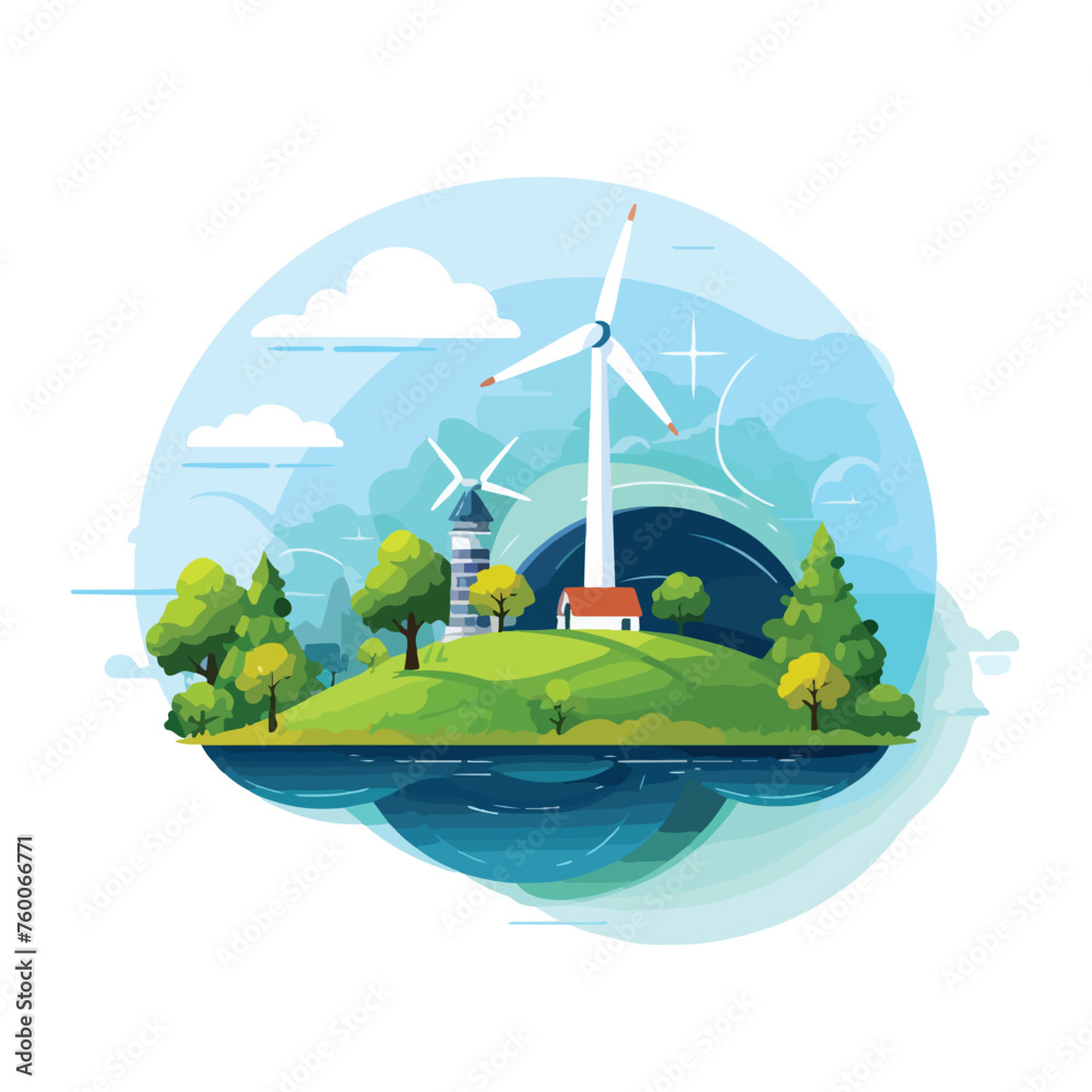 Renewable energy icon flat vector illustration islo