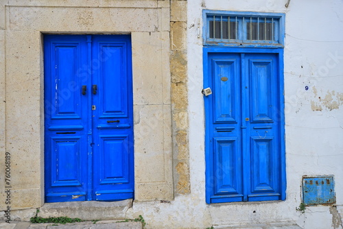 blue door in the house, tunisi photo