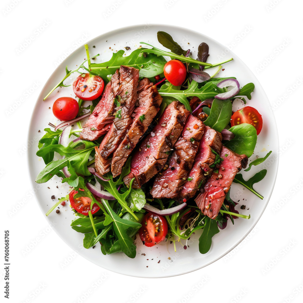 Grilled Steak and Salad Isolated on a Transparent Background Grilled Steak and Salad Isolated on a Transparent Background