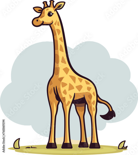 Giraffe with Engraved Woodcut Style Vector Illustration