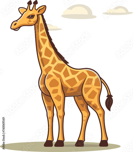 Giraffe with Abstract Yellow Background Vector Illustration