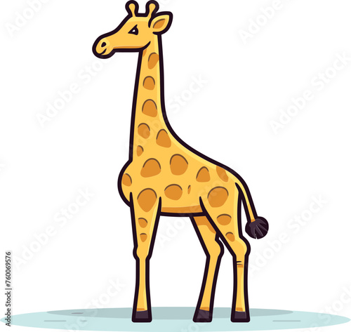 Giraffe with Retro Cycling Club Badge Vector Illustration