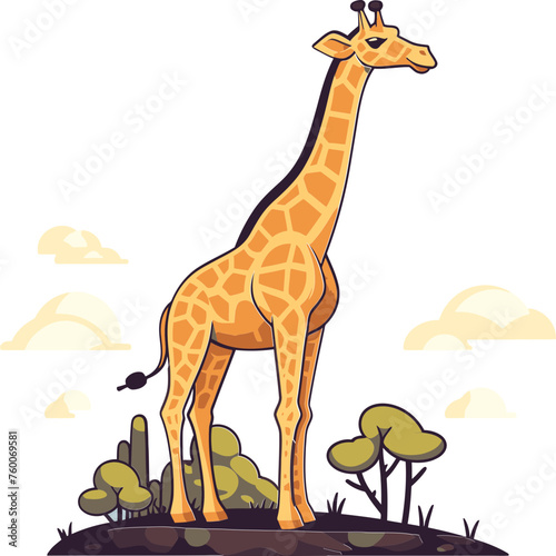 Giraffe with Abstract Purple Background Vector Illustration
