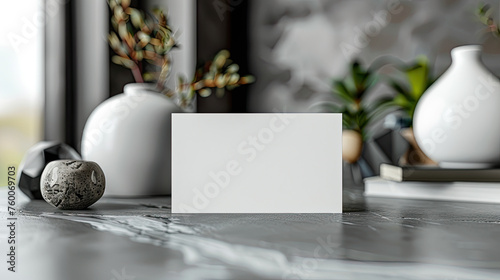 white empty blank mockup Business card on table top background 