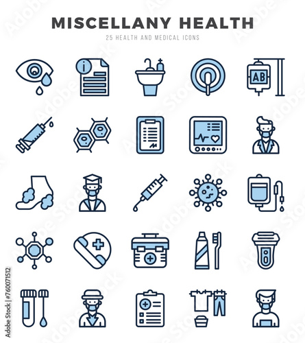 MISCELLANY HEALTH Two Color icons collection. Two Color icons pack. Vector illustration