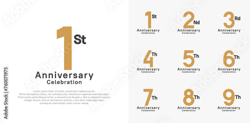 anniversary logotype vector design with brown and black color for celebration moment