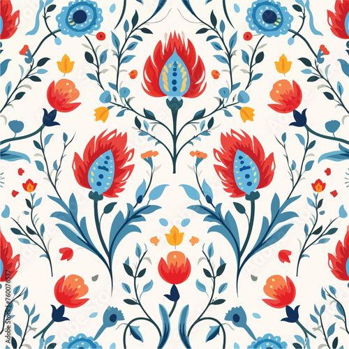 Seamless boho style pattern with Ottoman motifs fla