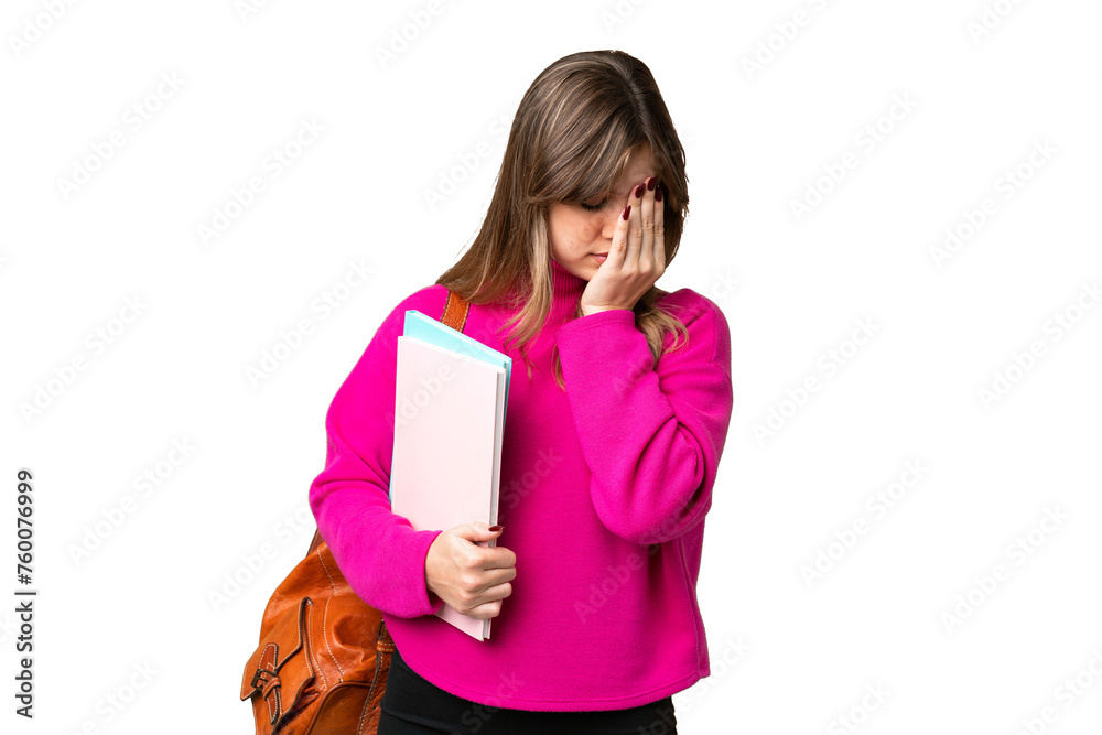 Young student girl over isolated chroma key background with tired and sick expression Young student girl over isolated chroma key background with tired and sick expression