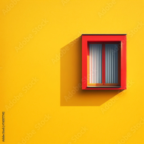 Minimalist detail of house facade with a window. Color contrast. AI generated