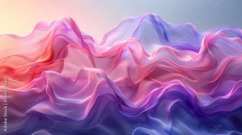 a computer generated image of a wave of pink, blue, and purple fabric on a light blue and pink background. a computer generated image of a wave of pink, blue, and purple fabric on a light blue and pink background.