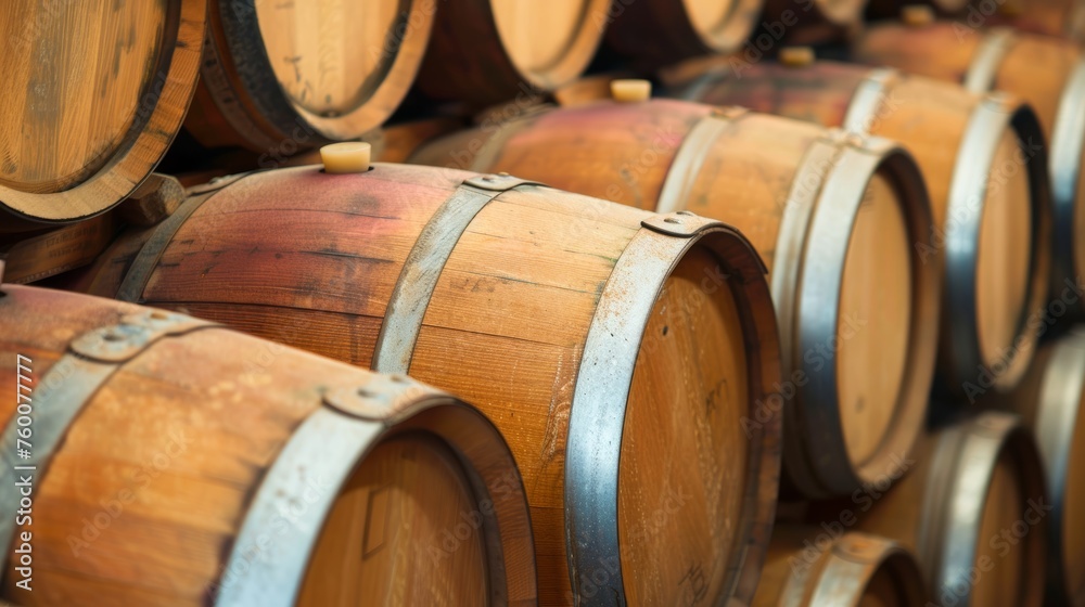 Wine Barrels Rested in Underground Cellar Generative AI