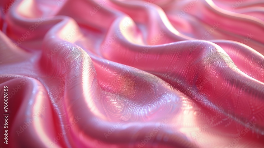 a close up of a pink satin material with a wavy design on the top of ...