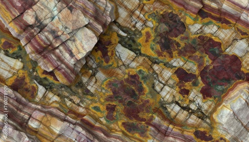 A high-resolution image capturing the intricate, colorful patterns created by the natural weathering process on rock formations.