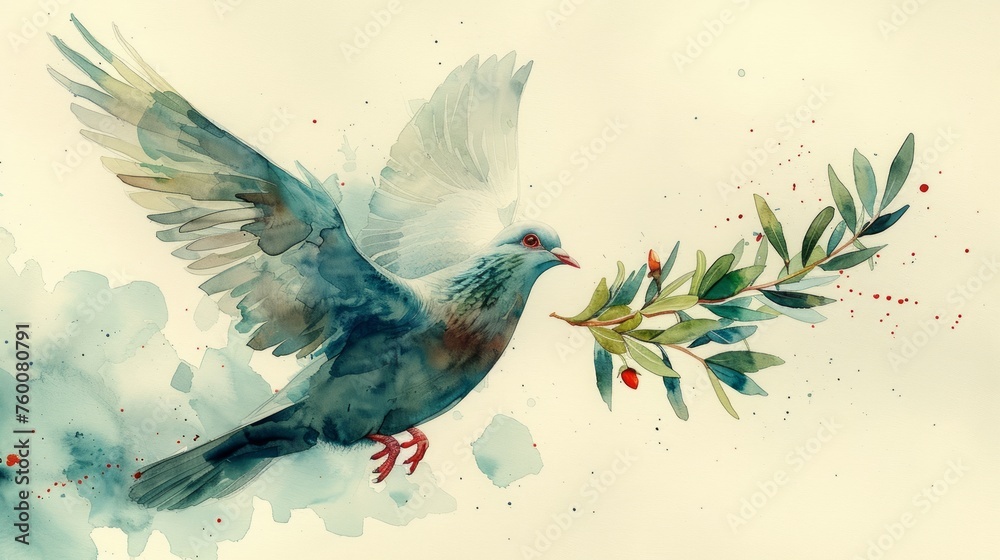 Dove of Peace in Minimalist Watercolor Generative AI