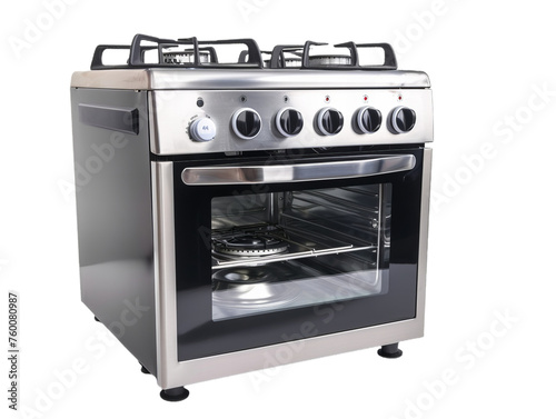 metal gas stove, cutout isolated on white, domestic cooking 