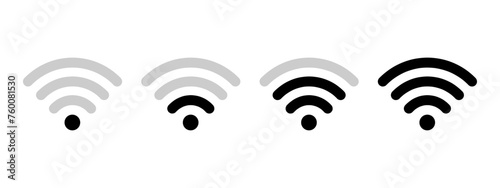 Mobile wireless signal strength indicator, Wi-Fi connection icon, black sign, wi fi signal vector symbol