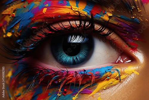 macro and close-up creative make-up theme: beautiful female eye make-up