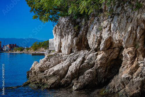 View of the beautiful Adriatic Sea, Shore and rocks near the sea.