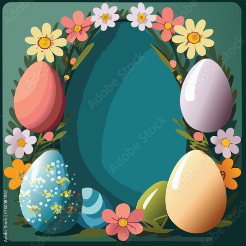 easter card with eggs and flowers