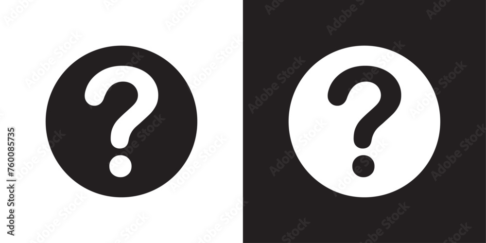 vector black and white question mark icons - obrazy, fototapety, plakaty 