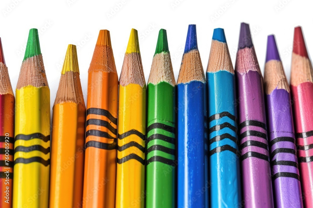 Colorful School Supplies Isolated on White Background - Back to School Art Supplies Set with Crayons and Colorful Accessories for Coloring Colorful School Supplies Isolated on White Background - Back to School Art Supplies Set with Crayons and Colorful Accessories for Coloring