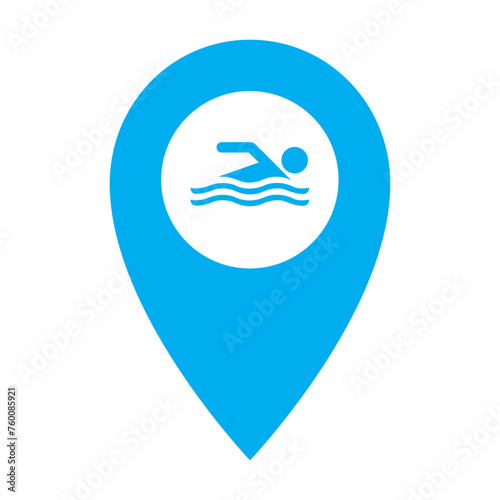 vector swimming location pin icon
