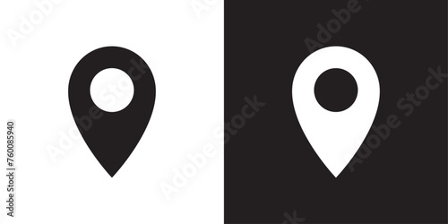 vector black and white location pin icons photo