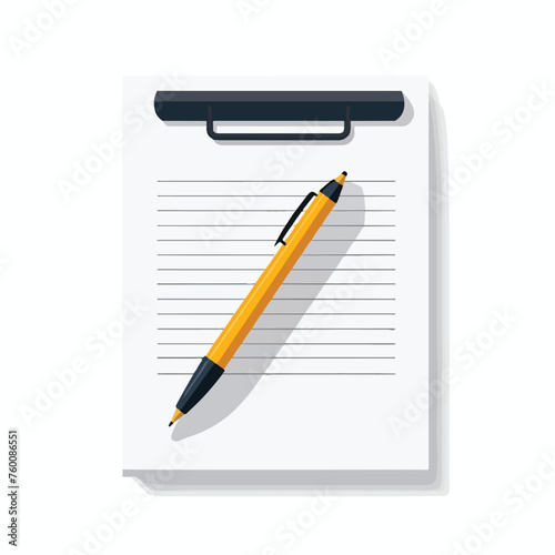 Sheet of paper and pen icon flat vector illustratio